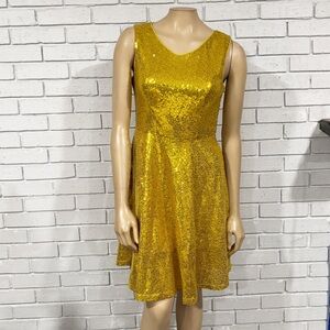 Gold Sequin Sleeveless Dress